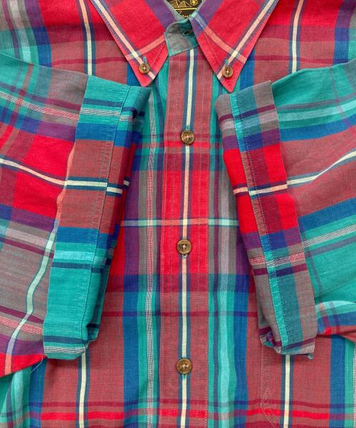 Eddie Bauer（エディーバウアー）Eddie Bauer (エディーバウアー) 半袖シャツ グリーン×レッド サイズ:XLの古着・服飾アイテム