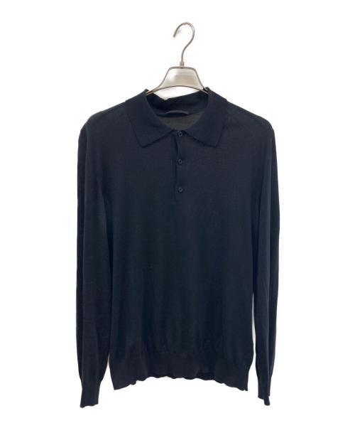 PRADA（プラダ）PRADA (プラダ) シルクコットンニットポロシャツ ネイビー サイズ:52の古着・服飾アイテム