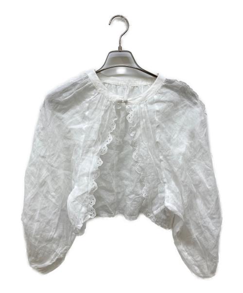 porter des boutons（ポルテデブトン）porter des boutons (ポルテデブトン) リネンブラウス ホワイト サイズ:-の古着・服飾アイテム