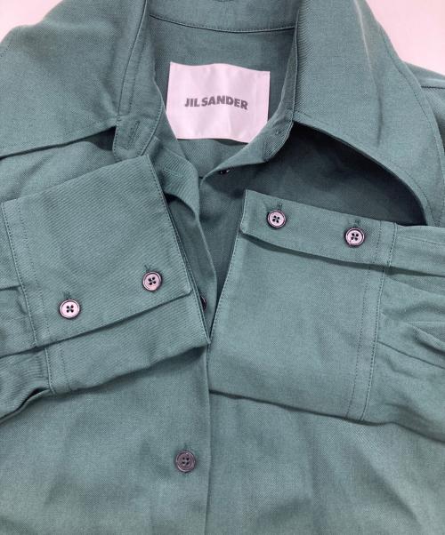 JIL SANDER（ジルサンダー）JIL SANDER (ジルサンダー) ウールギャバジンシャツ グリーン サイズ:32の古着・服飾アイテム