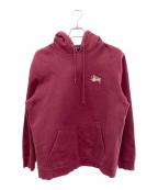 stussyステューシー）の古着「Basic Stussy Hoodie/パーカー」｜レッド