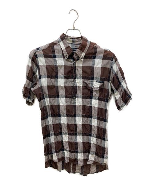 DOLCE & GABBANA（ドルチェ＆ガッバーナ）DOLCE & GABBANA (ドルチェ＆ガッバーナ) シアサッカーチェックシャツ ブラウン サイズ:Ⅿの古着・服飾アイテム