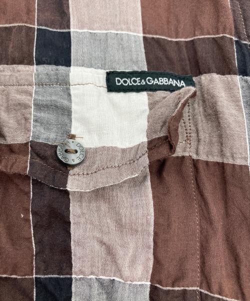DOLCE & GABBANA（ドルチェ＆ガッバーナ）DOLCE & GABBANA (ドルチェ＆ガッバーナ) シアサッカーチェックシャツ ブラウン サイズ:Ⅿの古着・服飾アイテム