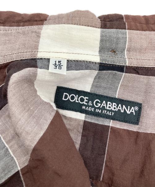 DOLCE & GABBANA（ドルチェ＆ガッバーナ）DOLCE & GABBANA (ドルチェ＆ガッバーナ) シアサッカーチェックシャツ ブラウン サイズ:Ⅿの古着・服飾アイテム