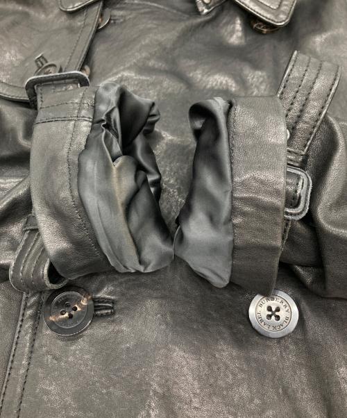 BURBERRY BLACK LABEL（バーバリーブラックレーベル）BURBERRY BLACK LABEL (バーバリーブラックレーベル) シープレザートレンチコート ブラック サイズ:Ｍの古着・服飾アイテム