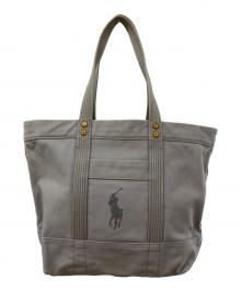 POLO RALPH LAUREN（ポロ・ラルフローレン）の古着「ビッグ刺繍キャンバストートバッグ」｜グレー