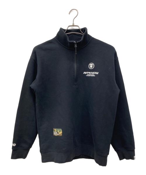 A BATHING APE（アベイシングエイプ）A BATHING APE (アベイシングエイプ) ハーフジップスウェット ブラック サイズ:Ⅼの古着・服飾アイテム