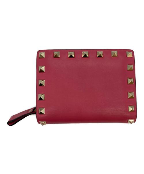 VALENTINO（ヴァレンティノ）VALENTINO (ヴァレンティノ) スタッズ2つ折りウォレット ピンクの古着・服飾アイテム