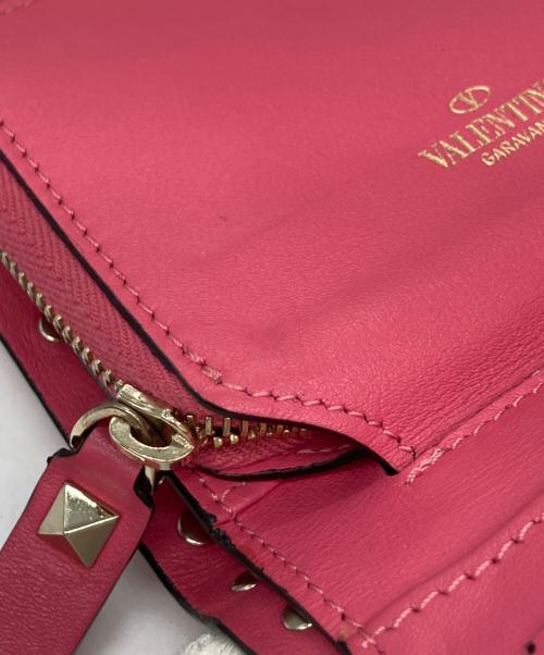 VALENTINO（ヴァレンティノ）VALENTINO (ヴァレンティノ) スタッズ2つ折りウォレット ピンクの古着・服飾アイテム