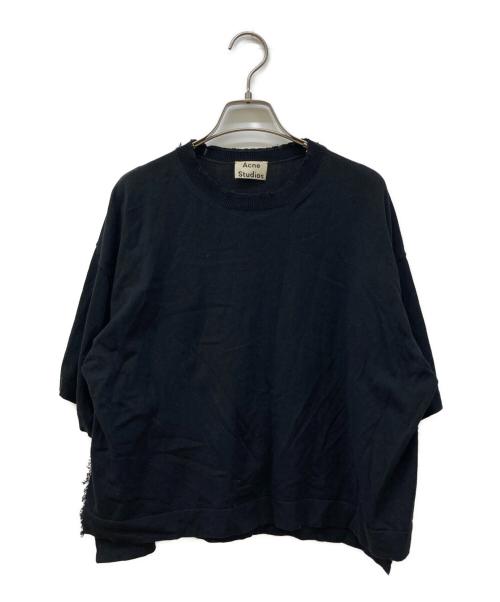 Acne studios（アクネ ストゥディオズ）ACNE STUDIOS (アクネ ストゥディオズ) ダメージ加工半袖ニット ブラック サイズ:Sの古着・服飾アイテム