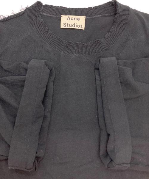 Acne studios（アクネ ストゥディオズ）ACNE STUDIOS (アクネ ストゥディオズ) ダメージ加工半袖ニット ブラック サイズ:Sの古着・服飾アイテム