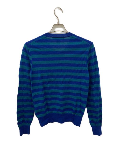 COMME des GARCONS SHIRT BOY（コムデギャルソンシャツ ボーイ）COMME des GARCONS SHIRT BOY (コムデギャルソンシャツ ボーイ) Vネックボーダーニット ブルー×グリーン サイズ:Sの古着・服飾アイテム