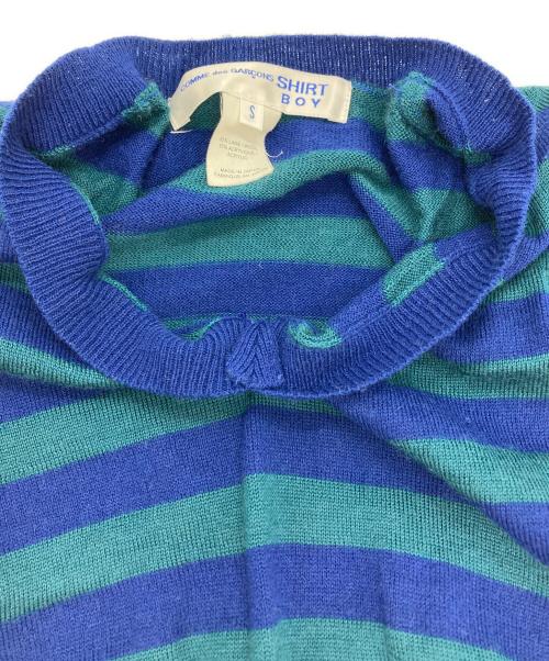 COMME des GARCONS SHIRT BOY（コムデギャルソンシャツ ボーイ）COMME des GARCONS SHIRT BOY (コムデギャルソンシャツ ボーイ) Vネックボーダーニット ブルー×グリーン サイズ:Sの古着・服飾アイテム