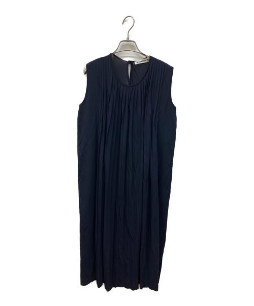 JIL SANDER（ジルサンダー）JIL SANDER (ジルサンダー) フロントプリーツノースリーブワンピース ネイビー サイズ:記載なしの古着・服飾アイテム
