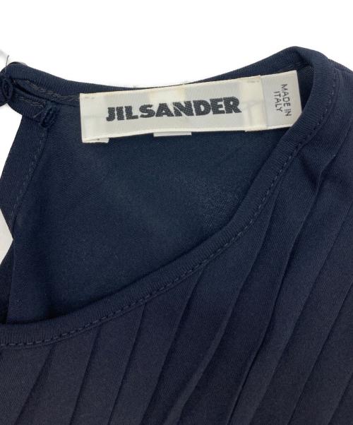 JIL SANDER（ジルサンダー）JIL SANDER (ジルサンダー) フロントプリーツノースリーブワンピース ネイビー サイズ:記載なしの古着・服飾アイテム