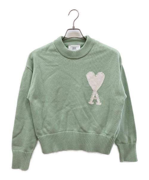 AMI PARIS（アミ パリス）AMI PARIS (アミ パリス) ハートロゴニット グリーン サイズ:ＸＳの古着・服飾アイテム