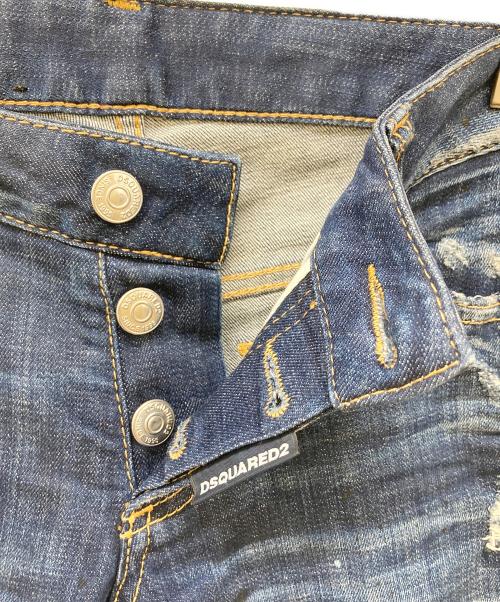DSQUARED2（ディースクエアード）DSQUARED2 (ディースクエアード) ダメージ加工デニムパンツ インディゴ サイズ:Sの古着・服飾アイテム