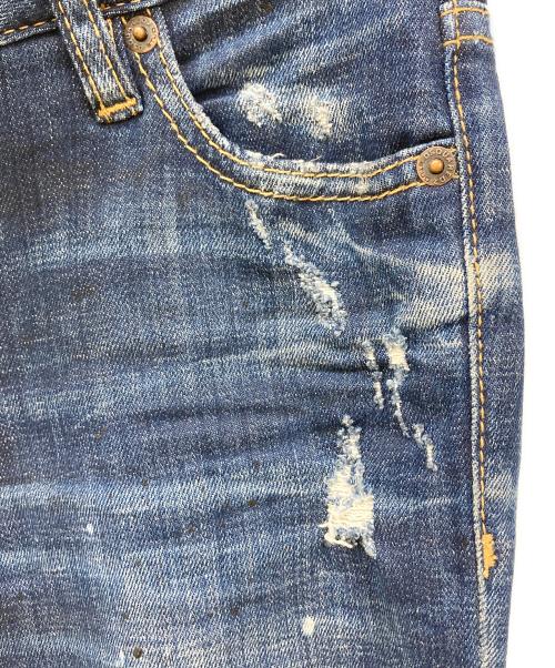 DSQUARED2（ディースクエアード）DSQUARED2 (ディースクエアード) ダメージ加工デニムパンツ インディゴ サイズ:Sの古着・服飾アイテム