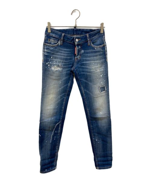 DSQUARED2（ディースクエアード）DSQUARED2 (ディースクエアード) ダメージ加工デニムパンツ インディゴ サイズ:Sの古着・服飾アイテム