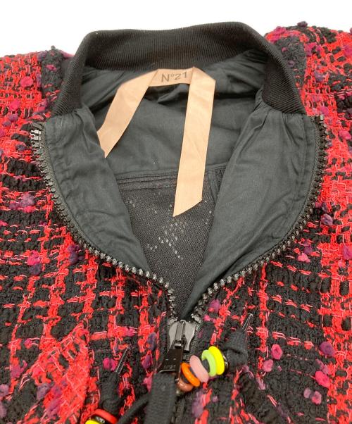 N°21（ヌメロヴェントゥーノ）N°21 (ヌメロヴェントゥーノ) ツイードブルゾン レッド サイズ:Mの古着・服飾アイテム