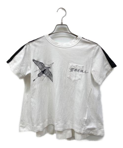 sacai（サカイ）sacai (サカイ) テープデザインポケットtシャツ ホワイト サイズ:2の古着・服飾アイテム