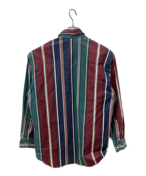 Wrangler（ラングラー）Wrangler (ラングラー) ストライプシャツ レッド×グリーン サイズ:XLの古着・服飾アイテム