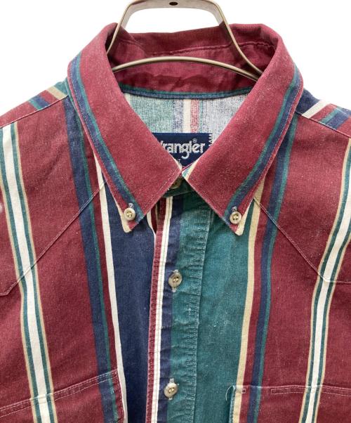 Wrangler（ラングラー）Wrangler (ラングラー) ストライプシャツ レッド×グリーン サイズ:XLの古着・服飾アイテム