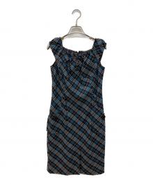BURBERRY BLUE LABEL（バーバリー ブルー レーベル）の古着「チェックノースリーブワンピース」｜ブラウン
