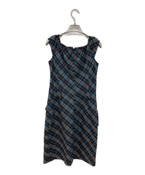BURBERRY BLUE LABEL（バーバリー ブルー レーベル）BURBERRY BLUE LABEL (バーバリー ブルー レーベル) チェックノースリーブワンピース ブラウン サイズ:Ⅿの古着・服飾アイテム