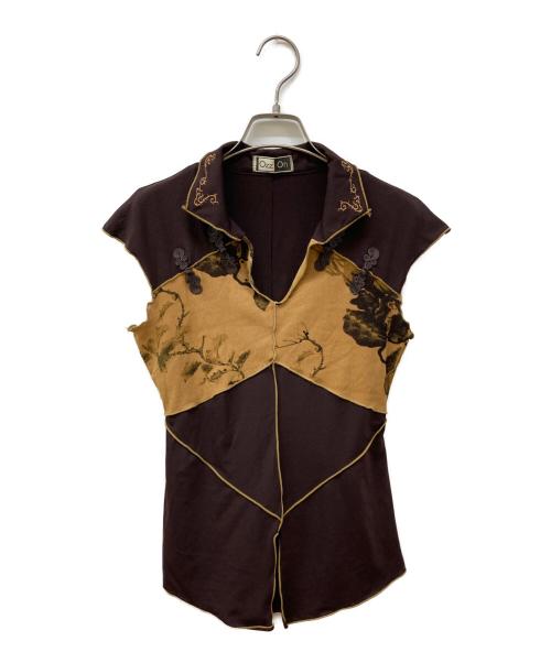 OZZON（オッズオン）OZZON (オッズオン) ノースリーブチャイナカットソー ブラウン サイズ:FREEの古着・服飾アイテム