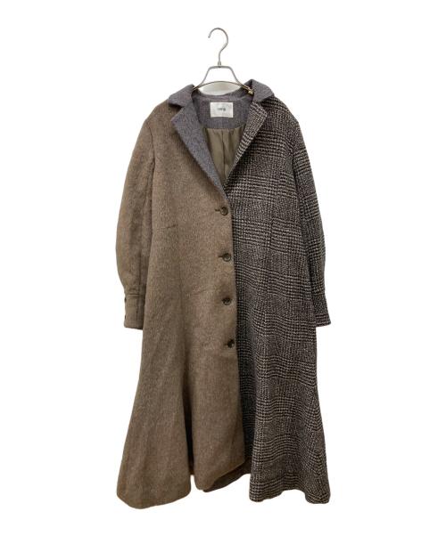 furfur（ファーファー）furfur (ファーファー) 素材MIXマーメイドラインコート ブラウン サイズ:Freeの古着・服飾アイテム
