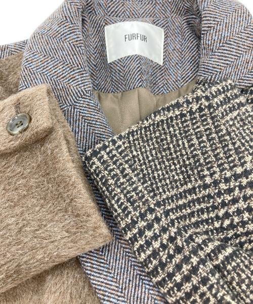 furfur（ファーファー）furfur (ファーファー) 素材MIXマーメイドラインコート ブラウン サイズ:Freeの古着・服飾アイテム