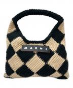 MARNIマルニ）の古着「ダイヤモンドクロシェハンドバッグ」｜ブラック×ベージュ