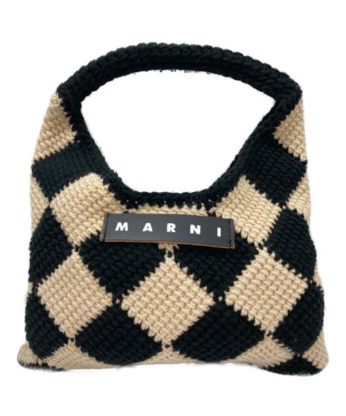 MARNI（マルニ）MARNI (マルニ) ダイヤモンドクロシェハンドバッグ ブラック×ベージュの古着・服飾アイテム