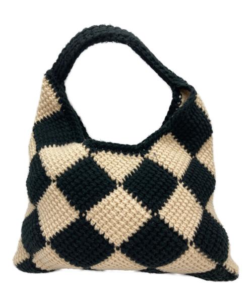 MARNI（マルニ）MARNI (マルニ) ダイヤモンドクロシェハンドバッグ ブラック×ベージュの古着・服飾アイテム