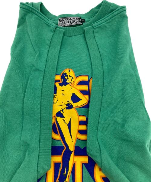 Hysteric Glamour（ヒステリックグラマー）Hysteric Glamour (ヒステリックグラマー) ガールプリントノースリーブカットソー グリーン サイズ:Ⅼの古着・服飾アイテム