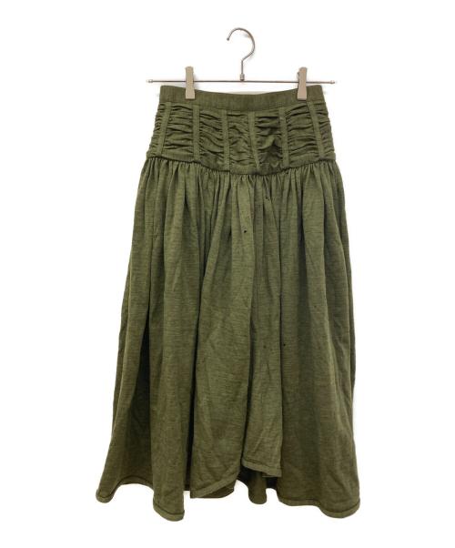 ISSEY MIYAKE（イッセイミヤケ）ISSEY MIYAKE (イッセイミヤケ) シャーリングウールスカート グリーン サイズ:9の古着・服飾アイテム