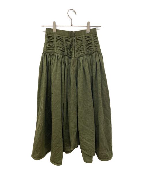 ISSEY MIYAKE（イッセイミヤケ）ISSEY MIYAKE (イッセイミヤケ) シャーリングウールスカート グリーン サイズ:9の古着・服飾アイテム