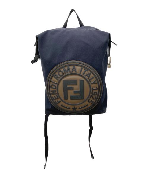 FENDI（フェンディ）FENDI (フェンディ) ロゴキャンバスバックパック ブラックの古着・服飾アイテム