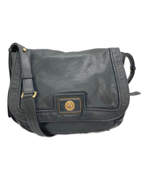 Marc by Marc Jacobs（マークバイマークジェイコブス）Marc by Marc Jacobs (マークバイマークジェイコブス) ターンロックレザーショルダーバッグ ブラックの古着・服飾アイテム