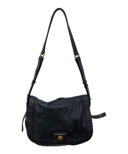 Marc by Marc Jacobs（マークバイマークジェイコブス）Marc by Marc Jacobs (マークバイマークジェイコブス) ターンロックレザーショルダーバッグ ブラックの古着・服飾アイテム
