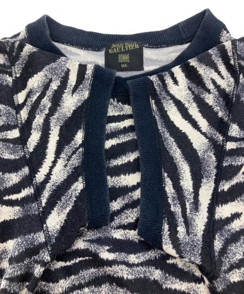 Jean Paul Gaultier homme（ジャンポールゴルチェオム）Jean Paul Gaultier homme (ジャンポールゴルチェオム) ゼブラ柄カットソー アイボリー×ブラック サイズ:表記なしの古着・服飾アイテム