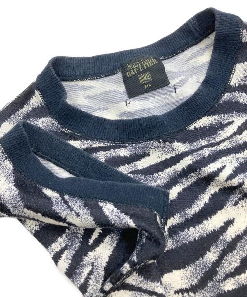 Jean Paul Gaultier homme（ジャンポールゴルチェオム）Jean Paul Gaultier homme (ジャンポールゴルチェオム) ゼブラ柄カットソー アイボリー×ブラック サイズ:表記なしの古着・服飾アイテム