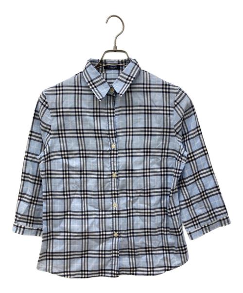 BURBERRY LONDON（バーバリーロンドン）BURBERRY LONDON (バーバリーロンドン) 七分袖ノバチェックシャツ ブルー サイズ:SIZE 36の古着・服飾アイテム