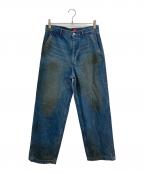 orderオーダー）の古着「loose denim pants vintage/ダート加工デニムパンツ」｜インディゴ
