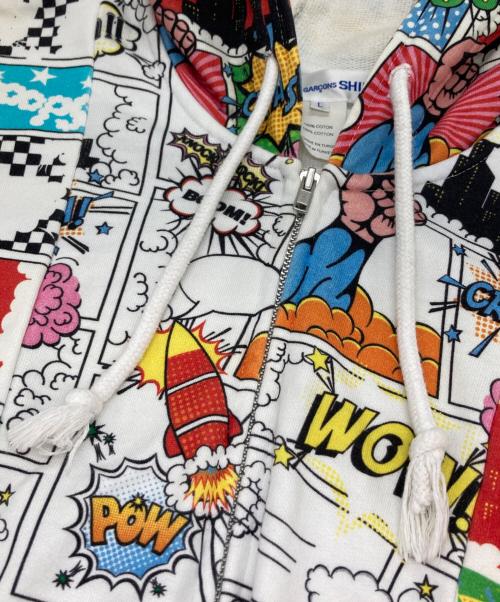 COMME des GARCONS SHIRT（コムデギャルソンシャツ）COMME des GARCONS SHIRT (コムデギャルソンシャツ) コミックプリントジップパーカー マルチカラー サイズ:Ｌの古着・服飾アイテム