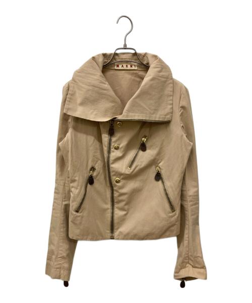 MARNI（マルニ）MARNI (マルニ) バックジップコットンライダースジャケット ベージュ サイズ:42の古着・服飾アイテム