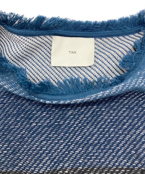 TAN（タン）TAN (タン) サイドスリットボーダーTシャツ ブルー サイズ:FREEの古着・服飾アイテム