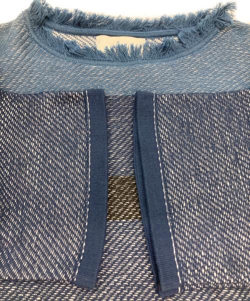 TAN（タン）TAN (タン) サイドスリットボーダーTシャツ ブルー サイズ:FREEの古着・服飾アイテム