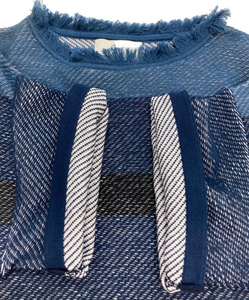 TAN（タン）TAN (タン) サイドスリットボーダーTシャツ ブルー サイズ:FREEの古着・服飾アイテム